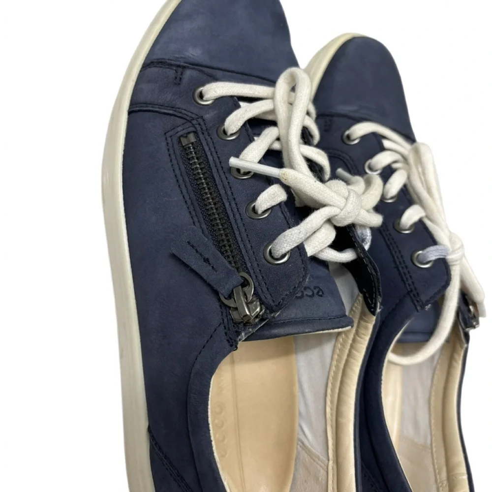 ECCO Women’s Soft 7 Lace-Up Sneakers Navy Size 9/9.5 Great Condition - Picture 5 of 8